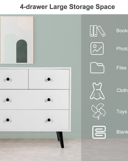 Giantex 4 Drawer Chest Dresser w/Spacious Drawers & Metal Handles