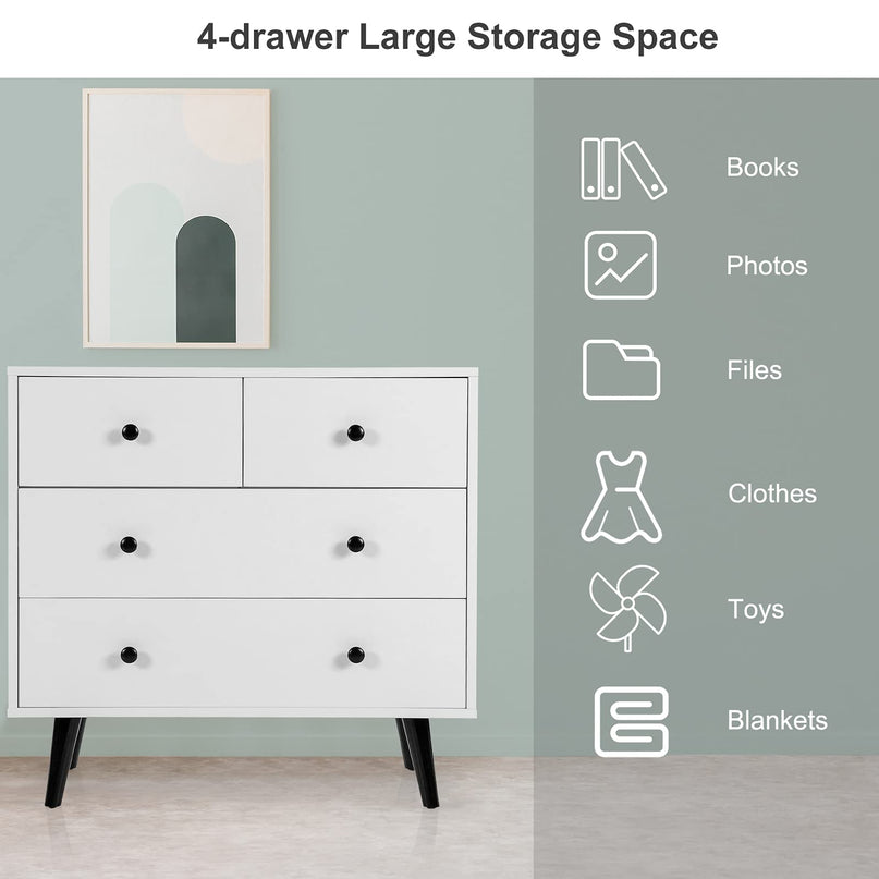 Giantex 4 Drawer Chest Dresser w/Spacious Drawers & Metal Handles