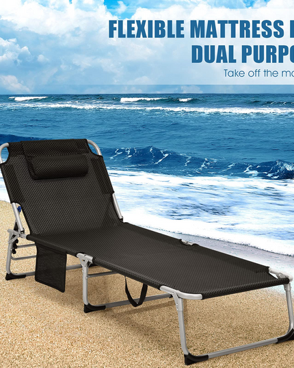 Giantex Lounge Chair Chaise Lounger, Beach Recliner with Mattress