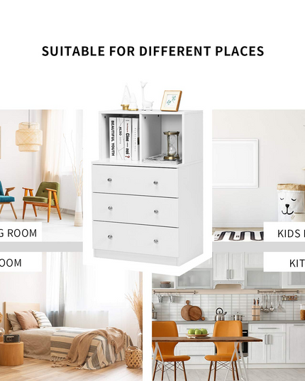 Dresser with 3 Drawers and 2 Cubbies Functional Organizer