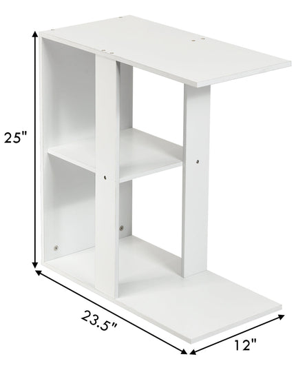 Giantex End Table C Shaped Side Table with Storage Shelf Snack Table TV Tray for Coach