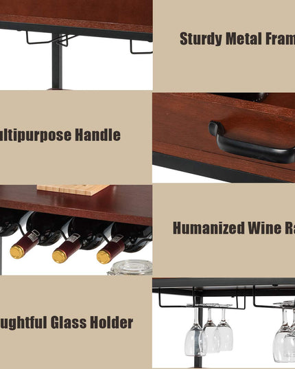 Giantex Kitchen Island Cart Rolling Industrial Style, Rustic Brown