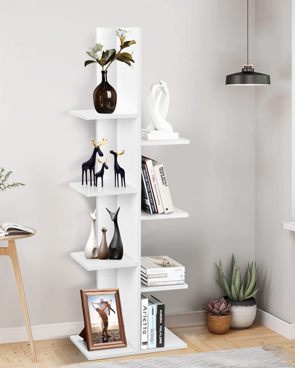 Giantex Wood Bookshelf, 7-Tier Tall Freestanding Tree Bookshelf with Anti-toppling