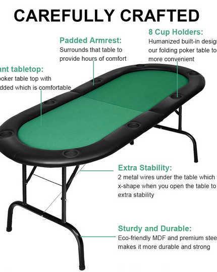 Giantex Foldable Play Poker Table w/Cup Holder, for Texas Casino Leisure Game Room,