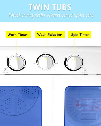 17.6lbs Portable Washing Machine 900W with Electric Heating Clothes Dryer Ventless Laundry Dryer and Heater for Home and Apartment - Giantexus