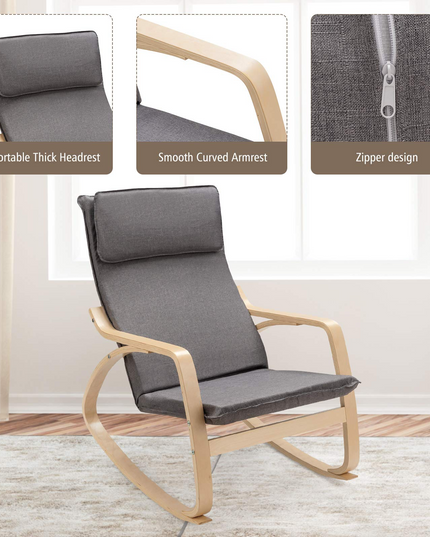 Giantex Stable Wooden Frame Relaxing Modern Leisure Armchair Suitable for Living Room, Bedroom, Balcony, Nursery Room