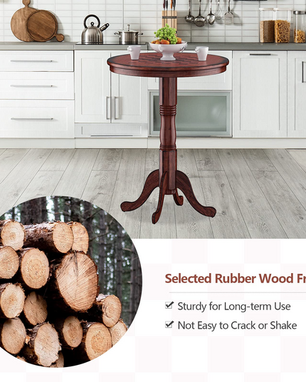 Giantex 3 Pcs Pub Table Set, Wooden Pub Pedestal Side Table w/Stable Base