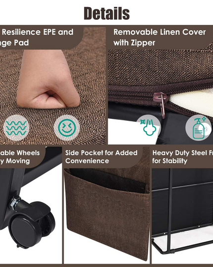 Giantex Folding Ottoman Sleeper Bed, 3 in 1 Multi-Function Convertible Chair Bed with 6 Position Adjustable
