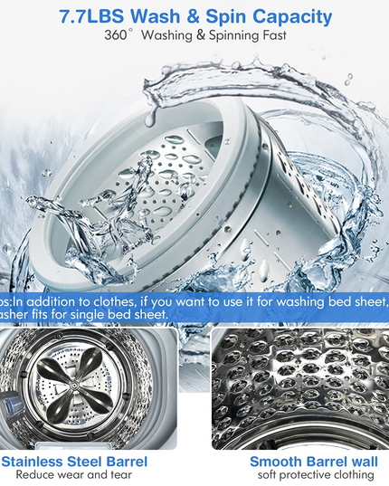 Full Automatic Washing Machine, 2 In 1 Laundry Washer for Apartment