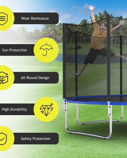 Giantex Trampoline Safety Net, 8 10 12 14 15 16Ft Weather-Resistant Replacement Enclosure Net for Round Frame