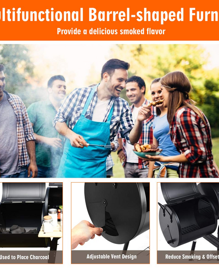 Giantex BBQ Grill Charcoal Barbecue Grill Outdoor Pit Patio Backyard Home Meat Cooker Smoker with Offset Smoker