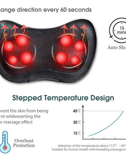 Giantex Shiatsu Back Neck Massager with Heat, Kneading Massage Pillow for Muscle Pain Relief