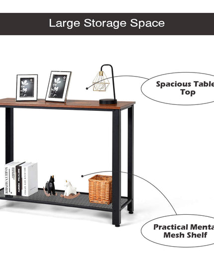 Giantex Console Sofa Table Wood W/Adjustable Feet and Storage Shelf