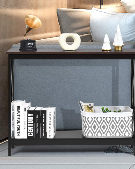 Giantex Console Table 2-Tier with Storage Shelf,X-Design Bookshelf