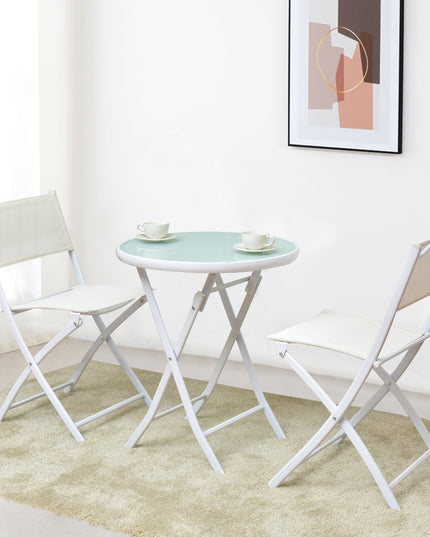 Giantex Bistro Table Set, 3 Piece Patio Bistro Set, Outdoor Folding Table and Chairs