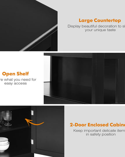 Giantex Kitchen Buffet Sideboard, Wooden Storage Server Cupboard Cabinet