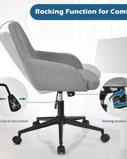 Fabric Office Chair, Upholstered Linen Leisure Chair