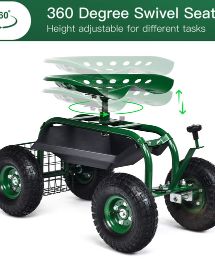 Giantex Mobile Garden Workseat, Lawn Wagon Cart