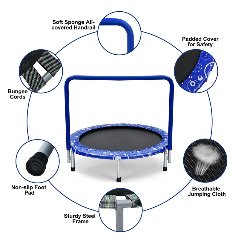 36-Inch Mini Kids Trampoline with Foamed Handle