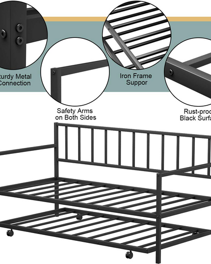 Giantex Twin Size Daybed and Trundle Frame Set