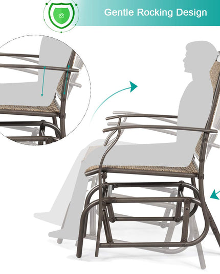Giantex 3PCS Patio Swing Glider Set with One Glass Table W/Umbrella Hole & Two Rocking Chairs 3 -Piece