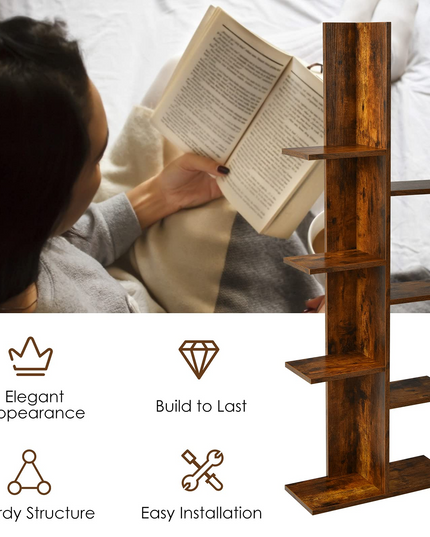 Giantex Wood Bookshelf, 7-Tier Tall Freestanding Tree Bookshelf with Anti-toppling