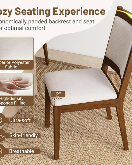 Giantex Upholstered Dining Chairs Set of 2/4, Modern Farmhouse Kitchen Chairs w/Padded Backrest & Cushioned Seat, Rubber Wood Frame