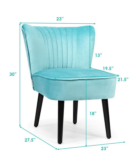 Set of 2 Velvet Accent Chair, Upholstered Modern Leisure Club Chairs w/ Solid Wood Legs - Giantexus