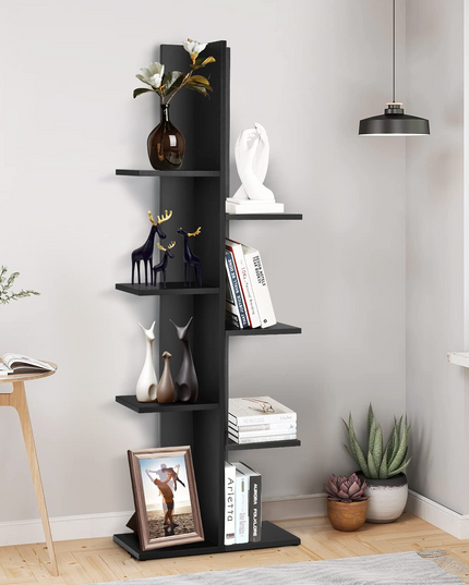 Giantex Wood Bookshelf, 7-Tier Tall Freestanding Tree Bookshelf with Anti-toppling