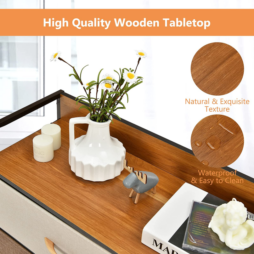 Giantex 7 Drawer Dresser Storage Tower with Fold-able Fabric Drawers