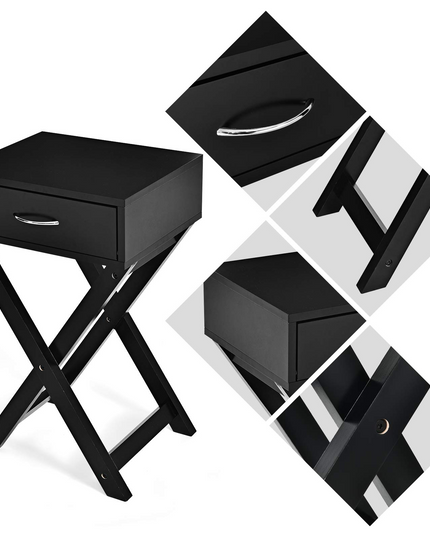 Giantex Nightstand with Drawer X-Shaped Design Sofa Side Table