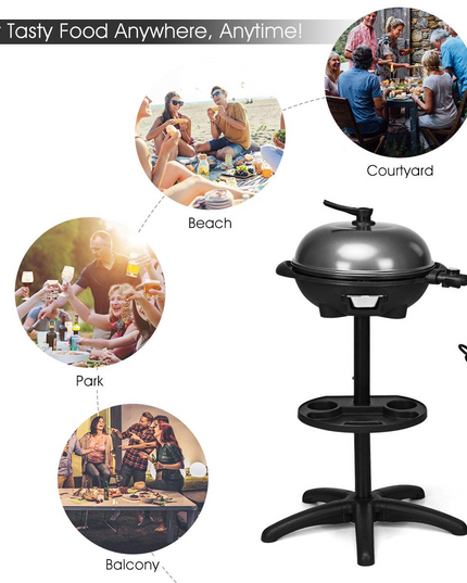 Giantex 1350W Electric BBQ Grill Non-stick w/ 4 Temperature Setting Outdoor Garden Patio Camping