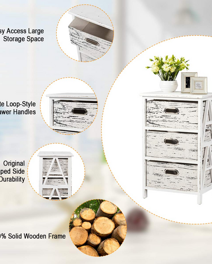Giantex Storage Drawer Units W/ 3 Fabrics Storage Drawers and Wood Frame (1)