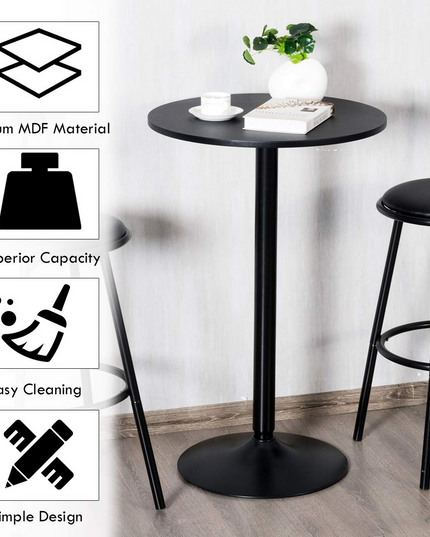 Giantex Pub Bar Table 24-Inch Round Top 40-Inch Height Modern Style