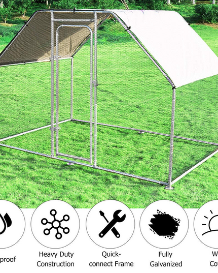 Giantex Large Metal Chicken Coop Walk-in Chicken Coops Hen Run House Shade Cage