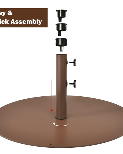 Giantex Patio Umbrella Base, 59 LBS Heavy-Duty Round Umbrella Stand, 29.5 Inch/Brown/Round - Giantexus