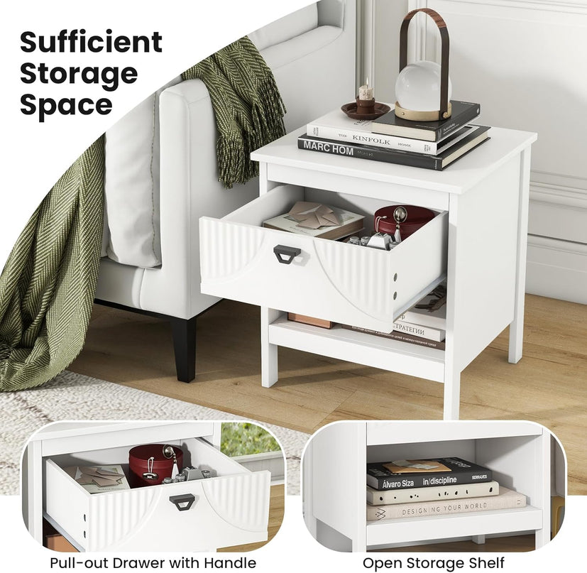 Giantex Modern Nightstand with Drawer with Storage for Bedroom Small Place