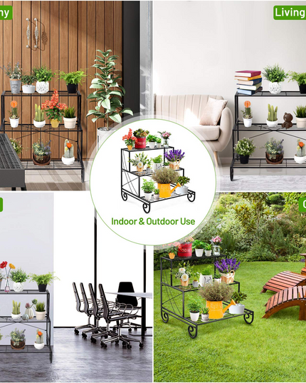 Giantex 3 Tier Metal Plant Stand, Stair Style Flower Pot Holder