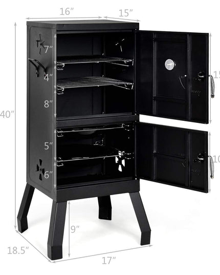 Giantex Outdoor Smoker with Double Doors, 2 Detachable Grill Netting Smoking Racks