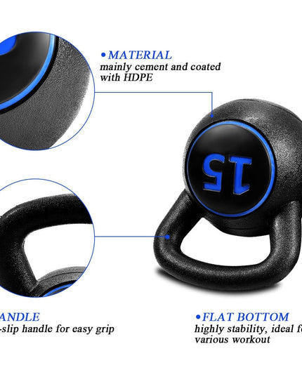 Giantex 3-Piece Kettlebell Weights Set, Weight Available 5,10,15 lbs????o?Black - Giantexus