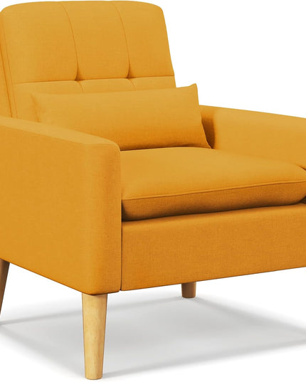 Giantex Modern Accent Chair, Mid-Century Linen Fabric Armchair