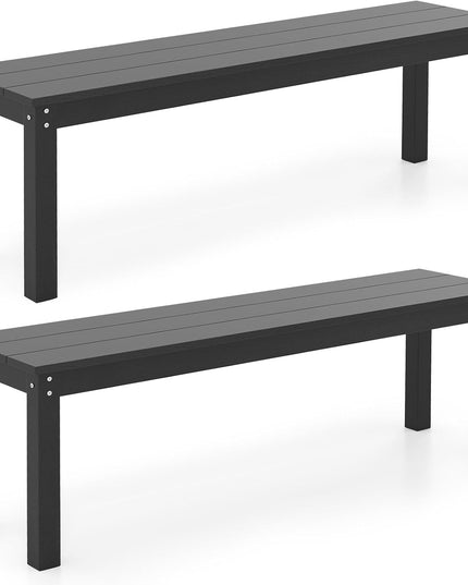 Giantex 55" HDPE Outdoor Bench 2-3 People Weatherproof Backless Patio Garden Benc