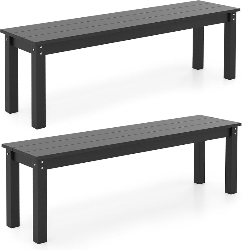 Giantex 55" HDPE Outdoor Bench 2-3 People Weatherproof Backless Patio Garden Benc