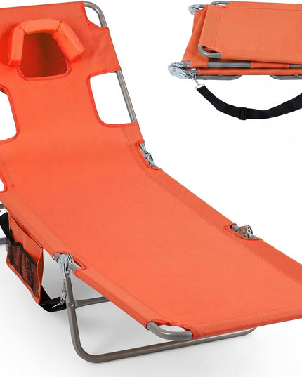 Giantex Folding Tanning Chair with Face Hole& 5-Position Adjustable Backrest (1/2)
