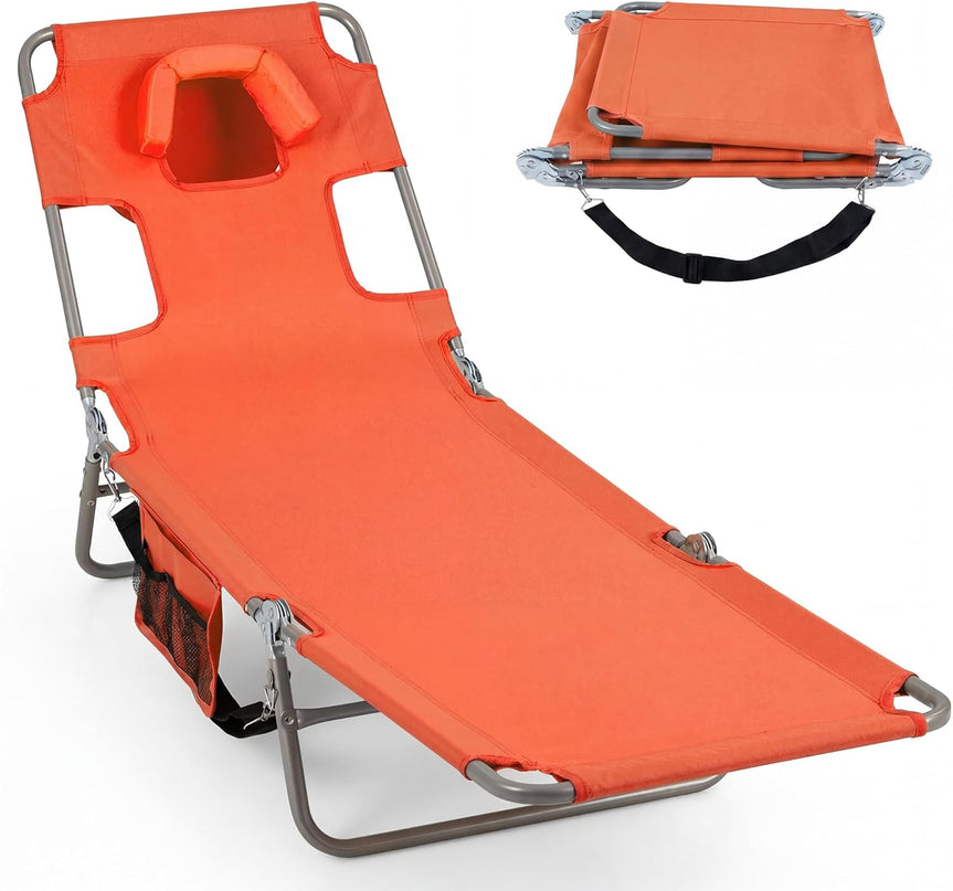 Giantex Folding Tanning Chair with Face Hole& 5-Position Adjustable Backrest (1/2)