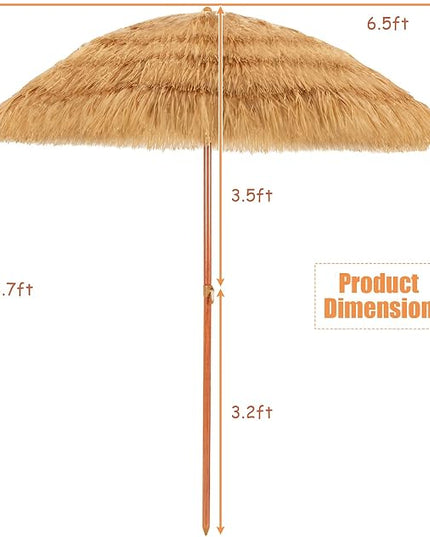 Giantex Thatched Tiki Umbrella, Hawaiian Style Patio Grass Umbrella with 8 Ribs & Tilt Adjustment