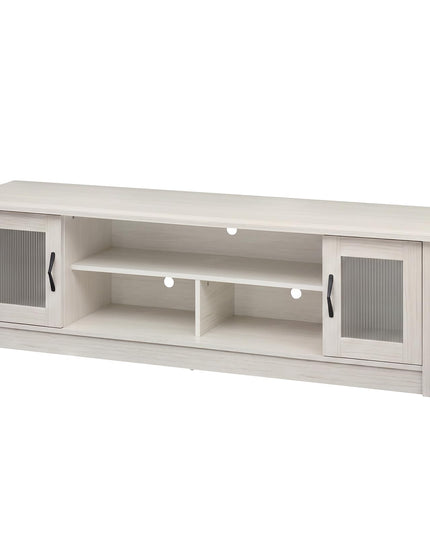 GIANTEX 63" Wooden Farmhouse TV Stand with 2 Fluted Doors