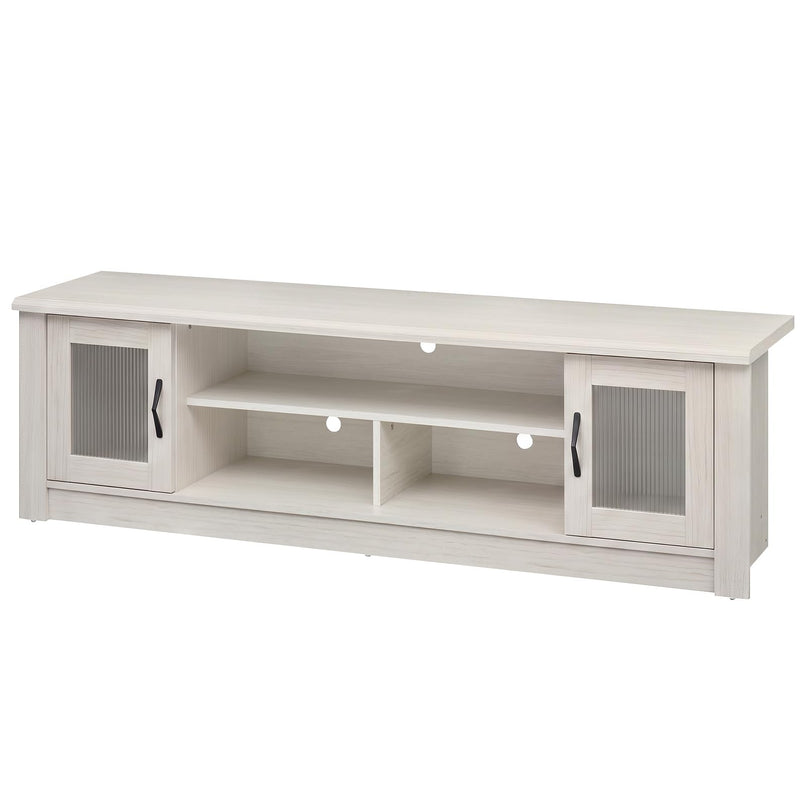 GIANTEX 63" Wooden Farmhouse TV Stand with 2 Fluted Doors