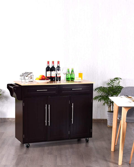 Giantex Kitchen Island Cart , 2 Drawers, 3 Door Cabinet