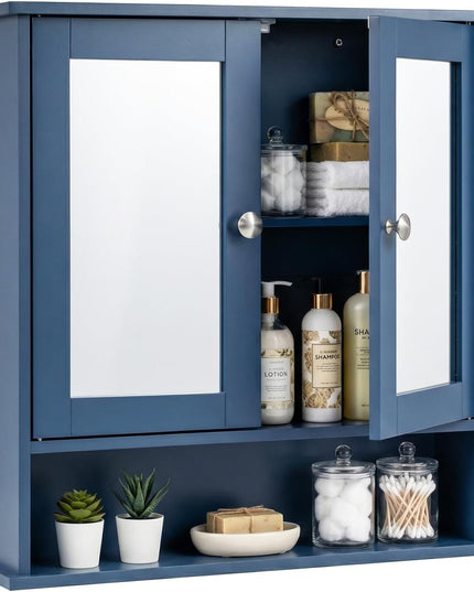 Giantex Medicine Cabinet, Bathroom Wall Cabinet with 2 Mirrored Doors, Adjustable Shelf